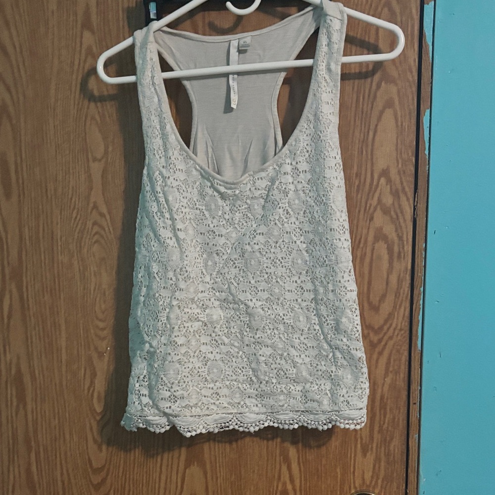 LC Lauren Conrad Cream Lace Tank Top